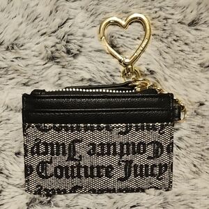 Juicy Couture Black and White Card Holder with Gold Heart Charm